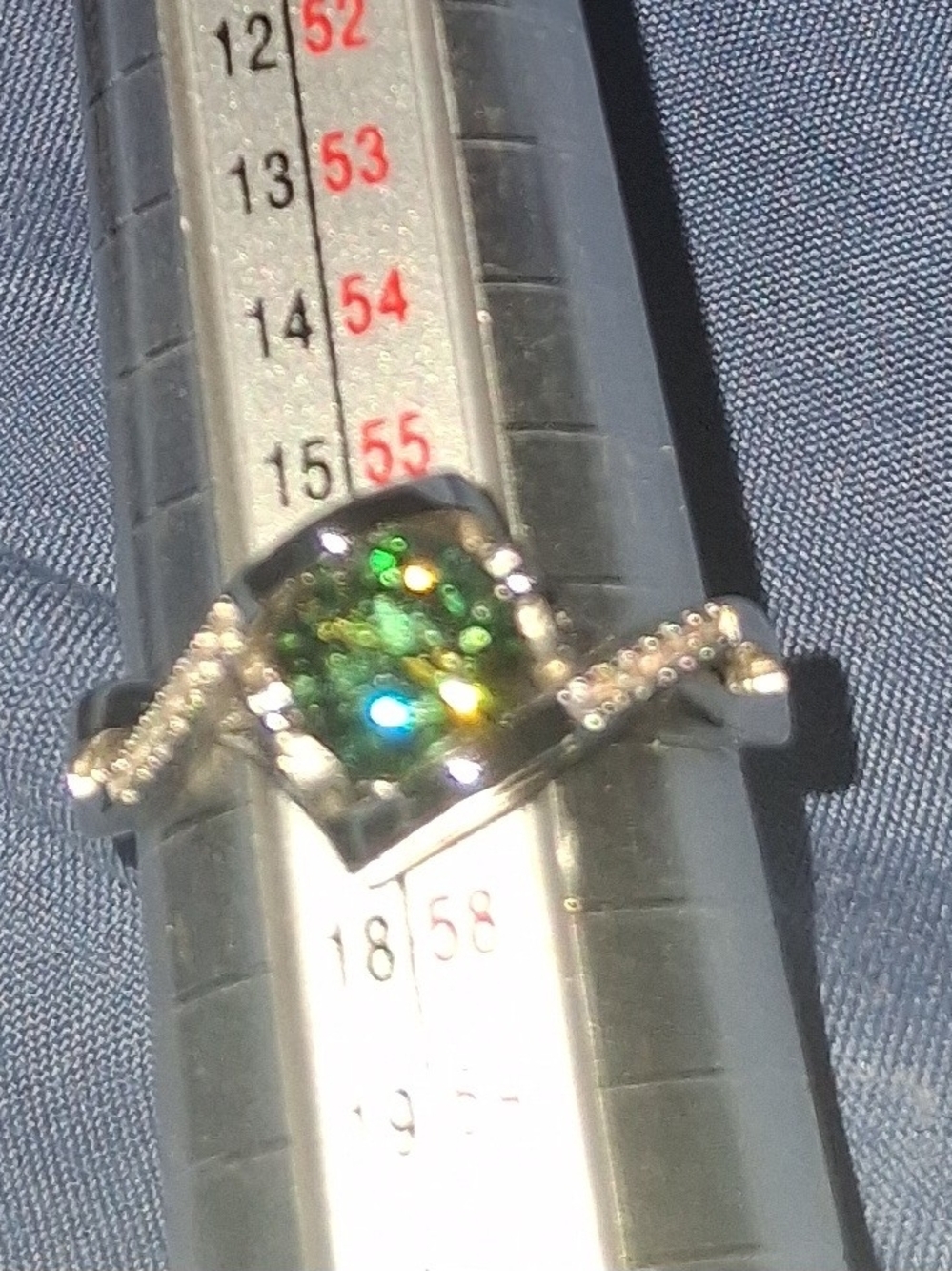 Green Moisanite Adjustable Cocktail Ring in Silver w/Reg. Moisanite w/GRA cert.